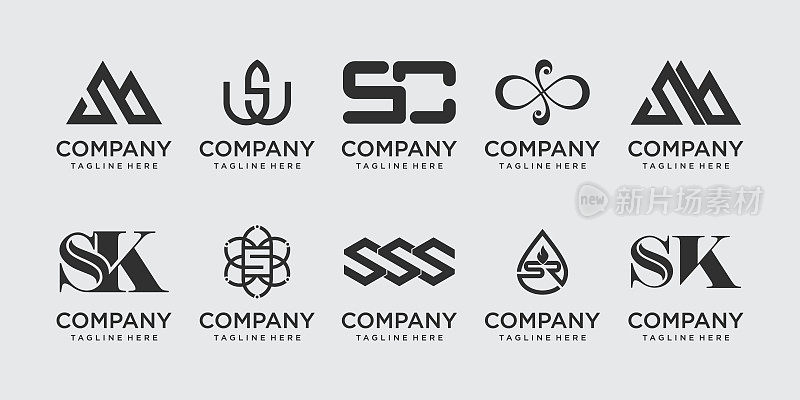 集首字母S SS logo设计模板。时尚、运动、奢侈品行业的偶像。
